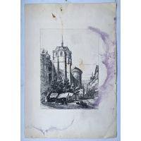 Литография. 19 век. 1875 год. Часовня Святого Хьюберта. Оригинал. Редкость!