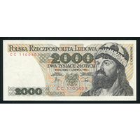 Польша. 2000 злотых 1982 г. P147c. Серия CC. UNC