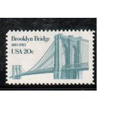 США-1983, (Мих.1630) , ** , Бруклинский мост, (одиночка),