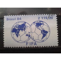 Бразилия 1984 80 лет FIFA, марка из блока Михель-5,0 евро гаш