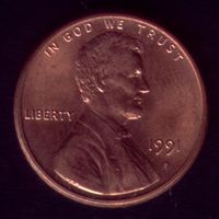 1 цент 1991 год D США