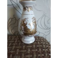 Винтажная 7-дюймовая ваза цвета слоновой кости со звездой, сделанная вручную в Греции, с тиснением из 24-каратного золота
