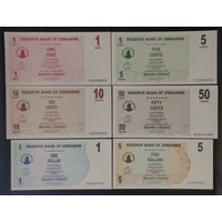 Супернабор банкнот Зимбабве 2006 - 12 штук - UNC - 1,5,10,50 центов,1,5,10,20,50,100,500,1000 долларов