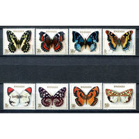 Руанда - 1979г. - Бабочки - полная серия, MNH, марка с номиналом 30 F с пятном на лицевой стороне [Mi 974-981] - 8 марок