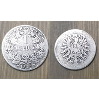 Германия 1 марка 1875 г. F-E-B (трудно определяем монетный двор)
