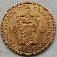 10 гульденов  Нидерланды 1925 год! Золото! Мс!
