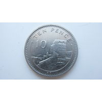 Гибралтар 10 пенсов 1988 ( диаметр 28.5 мм ) - редкая