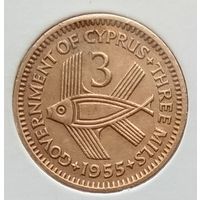 Кипр 3 миля 1955 г. В холдере