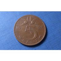 5 центов 1957. Нидерланды.