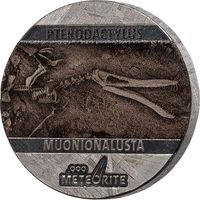 Ниуэ 5 центов 2020г. "Динозавры на метеорите: Птеродактиль". Монета в капсуле; сертификат. МЕТЕОРИТ - Muonionalusta. 5 гр.