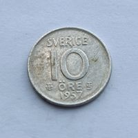 10 эре 1961 года Швеция. Серебро 400. Монета не чищена. 27