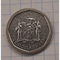 Ямайка 5 долларов 1996г. km163