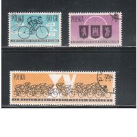 Польша-1962,(Мих.1306-1308)  гаш.  , Велоспорт, Велогонка мира (полная серия)