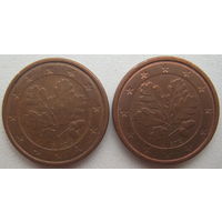 Германия 1 евроцент 2012 г. (F) (J). Цена за 1 шт.