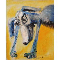 Картина "Синяя собака. Happy holy" 60х50. Андрей Бондарев