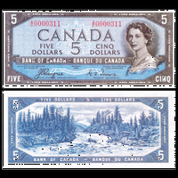 [КОПИЯ] Канада 5 долларов 1954г. (серия: Devil Face) водяной знак