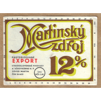 Этикетка пива Martinsky zdroj Чехия Е513