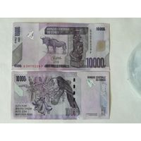 Конго ДР, бона 10000 франков, период выпуска 2006-2022