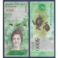 Венесуэла, 5000 боливар 2017 г., P-97b, UNC