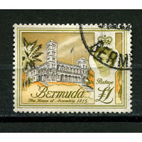 Британские колонии - Бермуды - 1962/1969 - Королева Елизавета II и архитеткутра 1F - [Mi.180] - 1 марка. Гашеная.  (Лот 74AL)