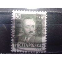 Польша, 1950, президент Берут надпечатка на 5zl, Михель 4 евро