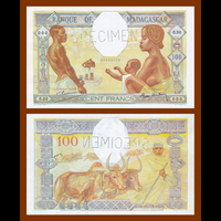 [КОПИЯ] Мадагаскар 100 франков 1937 с водяным знаком