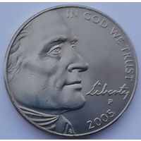 США 5 центов 2005 (P) года (200 лет экспедиции Льюиса и Кларка - Бизон)