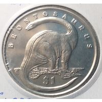 Сьерра-Леоне 1 доллар, 2006 Динозавры - Бронтозавр     ( холдер )