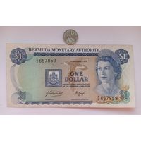 Werty71 БЕРМУДСКИЕ ОСТРОВА 1976  1 ДОЛЛАР Бермуды банкнота Корабль Королева