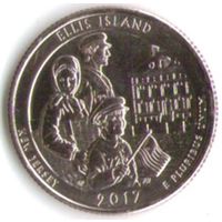 25 центов 2017 г. Парк=39 Национальный монумент  острова Эллис Нью-Джерси Двор P _состояние UNC