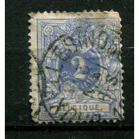 Бельгия - 1869/1880 - Цифры 2С - (есть тонкое место) - [Mi.24C] - 1 марка. Гашеная.  (Лот 24BV)