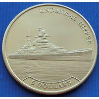 Науру. 5 долларов 2017 года  UC#108  "Корабли - Admiral Hipper"