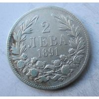 Болгария 2 лева 1891, серебро .110-10-60