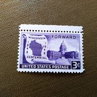 Марка США 1948 год 100-летие штата Висконсин