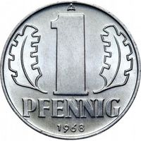 ГДР 1 пфенниг, 1968 UNC