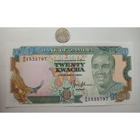 Werty71 Замбия 20 квача 1989 UNC банкнота