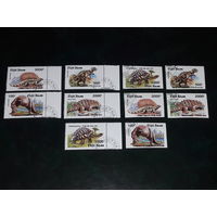 Вьетнам 1990 Фауна. Динозавры. Доисторические животные. Полный комплект 10 марок (5 + 5 б/з)