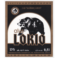 Этикетка пива Lokio Прибалтика Ф036