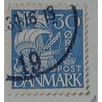 Парусный корабль.  Дания. Дата выпуска:1927-01-02       2 шт