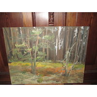 Картина лесной пейзаж,холст дублирован на картон,масло.Н/Х.С рубля.