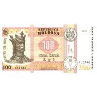 Молдова 100 леи образца 2015 года UNC p25(2)