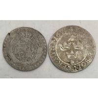 Лот монет 2шт.(Швеция 1675г.,Польша 10 грошей 1813г.)