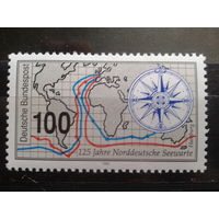 Германия 1993 Карта морских путей** Михель-1,6 евро