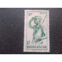 Мадагаскар фр. колония 1946 туземец с копьем