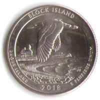 25 центов 2018 г. Парк=45 Национальное убежище дикой природы острова Блок Род-Айленд Двор P _состояние UNC