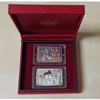 Лошади 20 рублей 2011-2012, серебро, подарочный набор из 2 монет в футляре, Ахалтекинская  лошадь, Донская лошадь