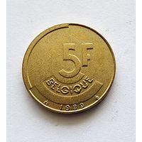 Бельгия 5 франков, 1989 Надпись на французском - 'BELGIQUE'
