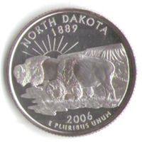 25 центов 2006 год Северная Дакота Штаты и территории Серебро _состояние Proof