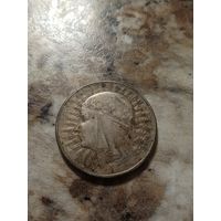Монета 10 злотых 1932г. Ядвига знак под лапой Серебро в отличном состоянии не с рубля
