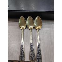Серебряные, позолота ложки СССР, сохран, 80гр. С РУБЛЯ!